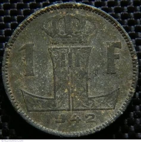 1 Franc 1942 Belgie Belgique Leopold III 1934 1951 Belgium