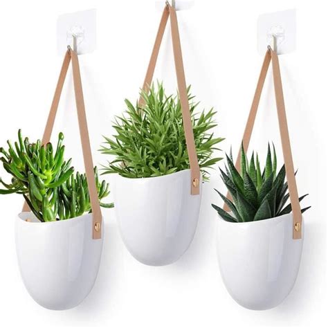 Pot De Fleurs Suspendre Blanc Macram C Ramique Pot C Ramique Pour