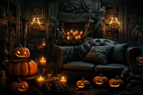 Halloween background with pumpkins and haunted house - 3D render ...