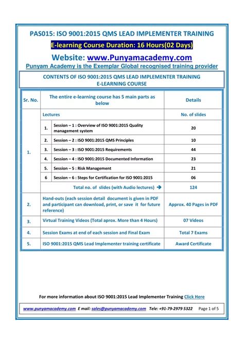 PPT ISO 9001 2015 QMS Lead Implementer Training PowerPoint