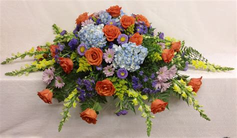 Casket Spray With Roses And Hydrangea Sympathy Flowers Casket Sprays