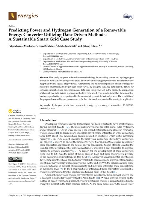 Pdf Predicting Power And Hydrogen Generation Of A Renewable Energy