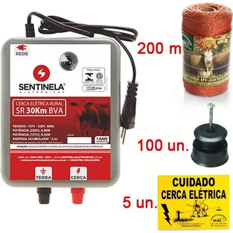 Kit Cerca Rural Eletrificador Fio Placas Isoladores