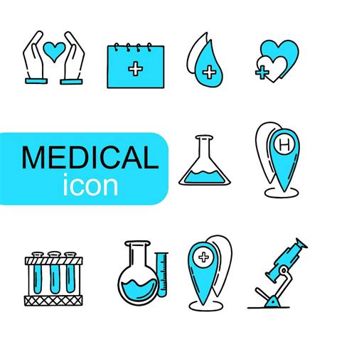 Hand Drawn Medical Icon Lines With Blue Color And White Background In