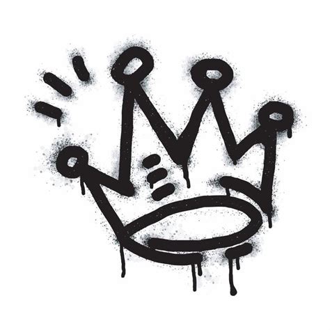 Collection Of Spray Painted Graffiti Crown Sign In Black Over White