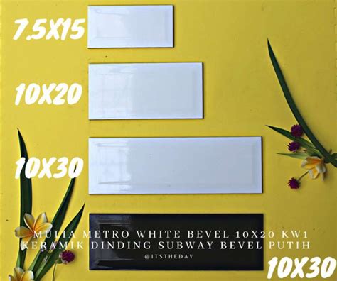 Jual Mulia Metro White Bevel 10x30 Kw1 Keramik Dinding Subway Bevel