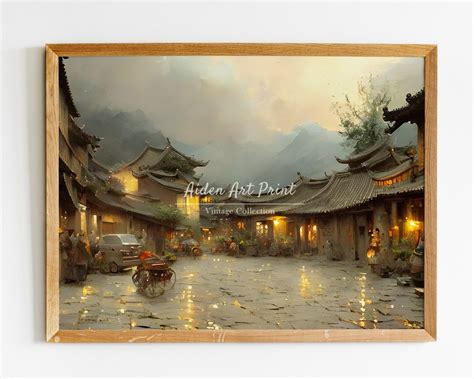 Vintage Chinese Village Painting Watercolor Chinese Village - Etsy