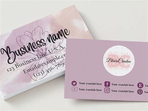 Customizable Printable Business Card Template Etsy