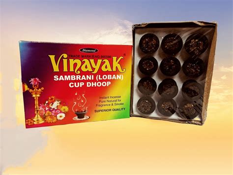 Black Charcoal Diamond Vinayak Sambrani Dhoop Cup Loban 35 Minutes