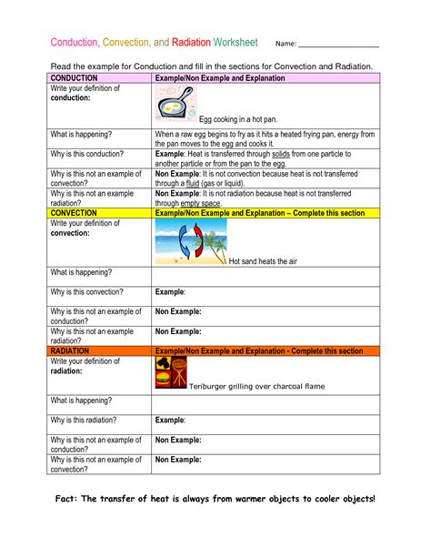 Worksheets On Conduction Convection And Radiation