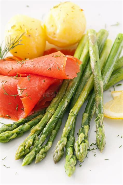 Asparagus With Fish And Potato Stock Photo Image Of Potato