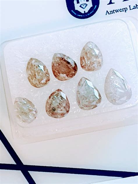 7 Pcs Diamonds 3 36 Ct Pear I Fancy Brownish Pink Catawiki