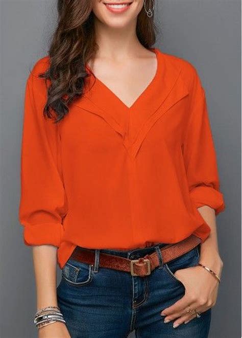 50 Awesome Blouse Ideas For Work That Look Stunning Orange Blouses