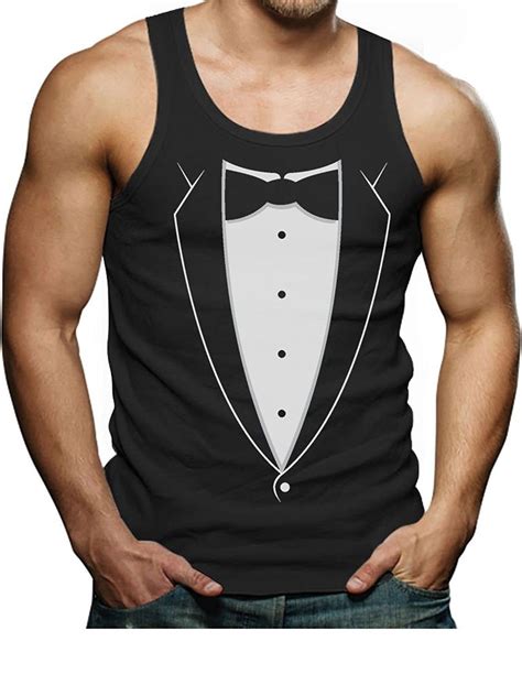 Printed Tuxedo With Bowtie Suit Funny Singlet Black C Eqc P P