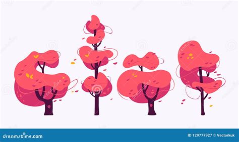 Abstract Autumn Tree Set Stock Vector Illustration Of Abstract