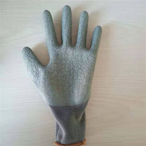 Gauges Polyester Nylon Crinkle Latex Coat Working Safety Gloves