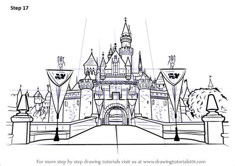 Learn How to Draw Disneyland Castle (Castles) Step by Step : Drawing Tutorials