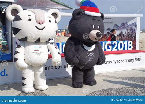 Soohorang And Bandabi Mascots Of Pyeongchang Winter Olympics Editorial