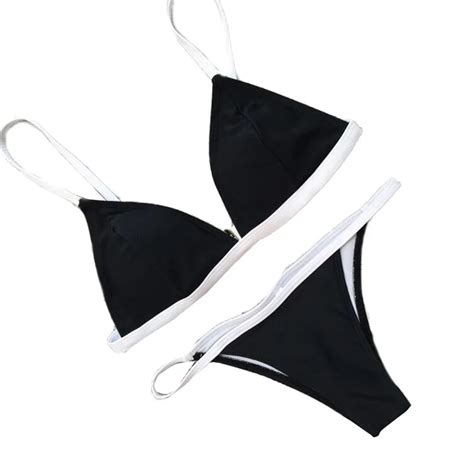 Snowshine Ylw Woman Bikini Black Solid Color Swimsuit White Package