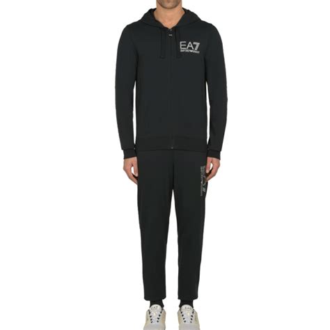 Ea7 Emporio Armani Emporio Armani Ea7 Black Hoody Zip Up Cotton