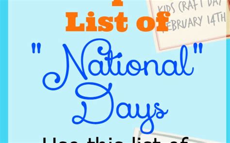 A Blogger's List of National Days | List of national days, National ...