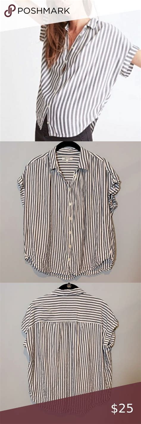 Madewell Central Stripped Button Down Top NWOT Clothes Design Tops