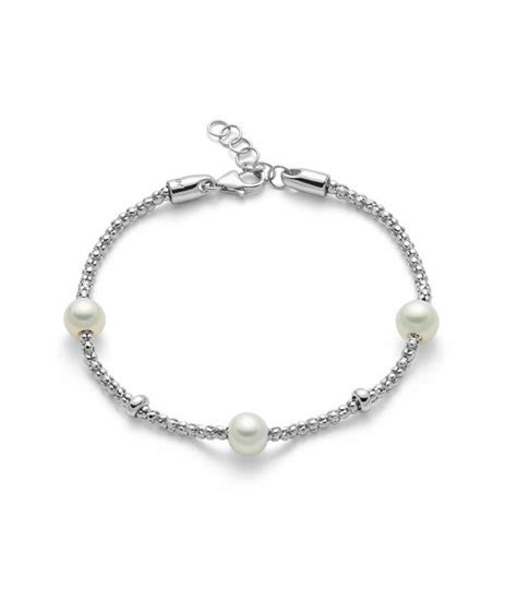 Bracciale Donna Miluna Miss Italia Argento E 3 Perle Diametro 6 5 7