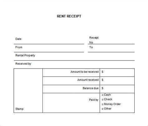 Rent Receipt Templates 14 Free Word Excel And Pdf Formats Samples