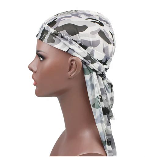 Fashion Mens Durags Turban Bandanas Stitching Outside Camouflage Print