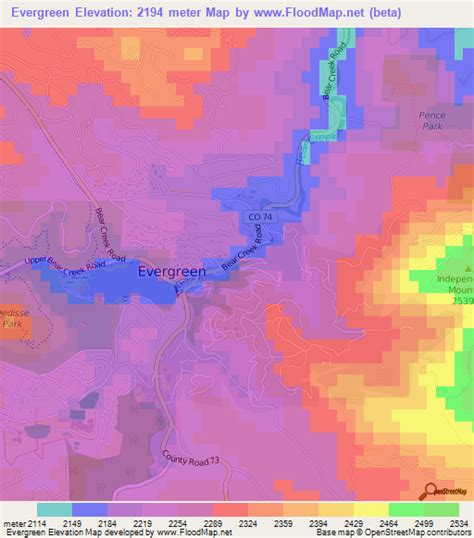 Elevation Of Evergreenus Elevation Map Topography Contour