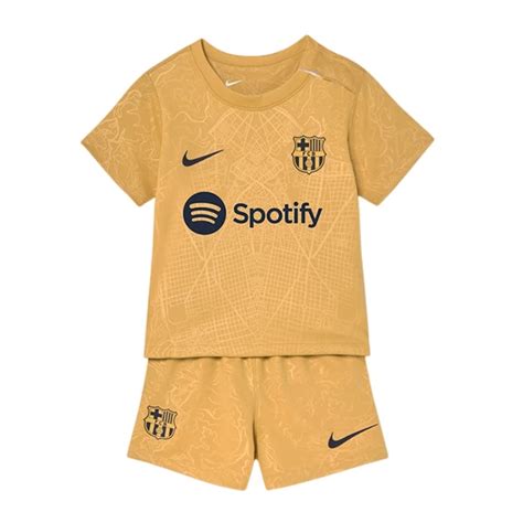 Completo Calcio Fc Barcelona Bambino Seconda Divisa Manica