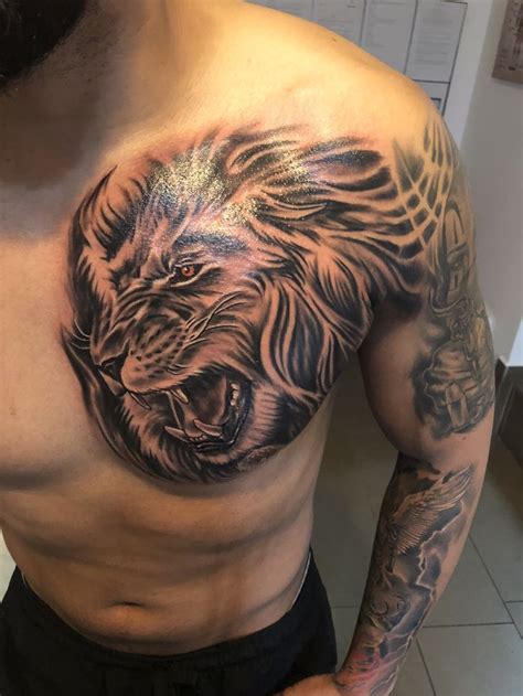 Lion Chest Tattoo Cool Chest Tattoos Full Chest Tattoos Lion Head