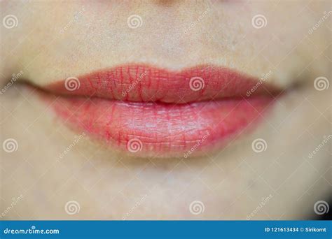 Close-up of Closed Female Mouth with Full Lips Stock Photo - Image of ...