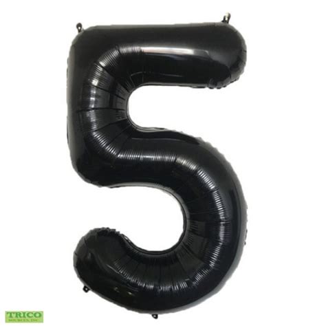 34" Black Number 5 - Foil Balloon | Balloon Warehouse™