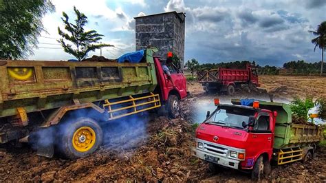 Evakuasi Mobil Truk Jomplang Amblas Muatan Full Bak Tanah Timbunan