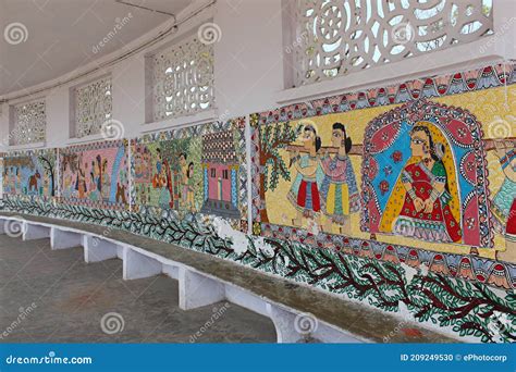 Madhubani Painting Or Mithila Paintings On Wall Of Mithila Off