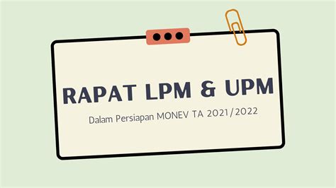 Rapat Persiapan Monev Ta 2021 2022 Lpm Unism