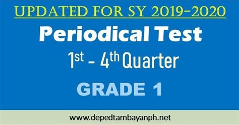 Periodical Test With Tos For Grade 1 Sy 2019 2020 1st 4th Quarter Depedtambayanph