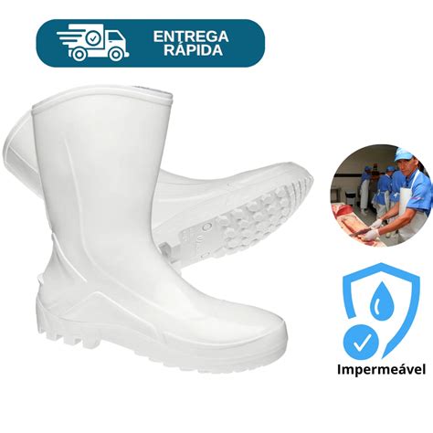 Bota Borracha Pvc Branca Galocha Cano M Dio Limpeza Faxina A Ougue