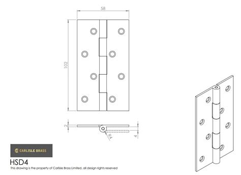 Carlisle Brass Solid Drawn Butt Hinge Construction Supplies