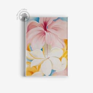 Georgia Okeeffe Poster Print Hibiscus With Plumeria Tropical