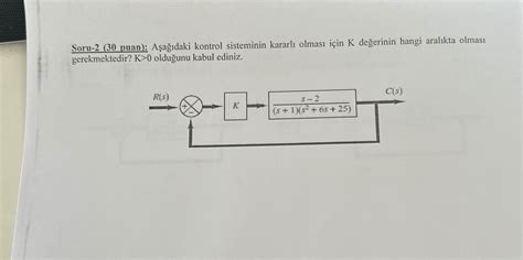 Solved Soru 2 30 puan Aşağıdaki kontrol sisteminin Chegg