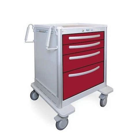 Mild Steel Four Wheel Medicine Storage Cart For Hospital Load