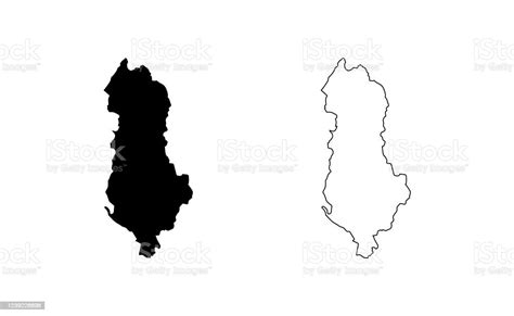 Albania Mappa Silhouette Linea Paese Europa Mappa Illustrazione