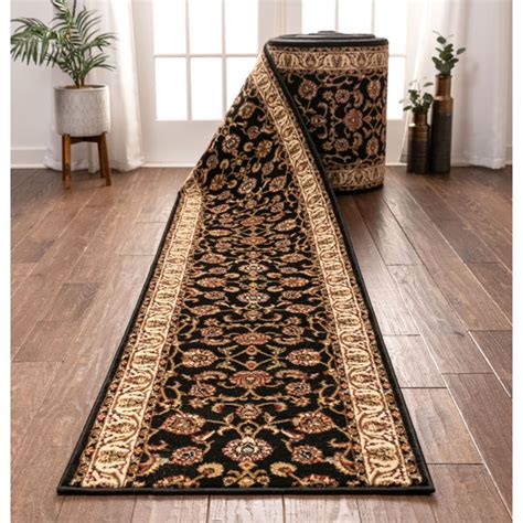 Well Woven Barclay Sarouk Oriental Black Custom Size Hallway Stair Runner Traditional Floral