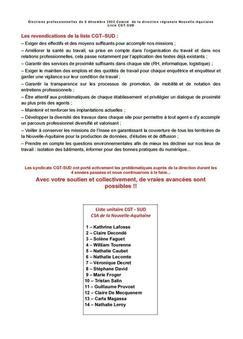 Syndicat Cgt De Linsee Genes Profession De Foi Cgt Et Sud Du Csa