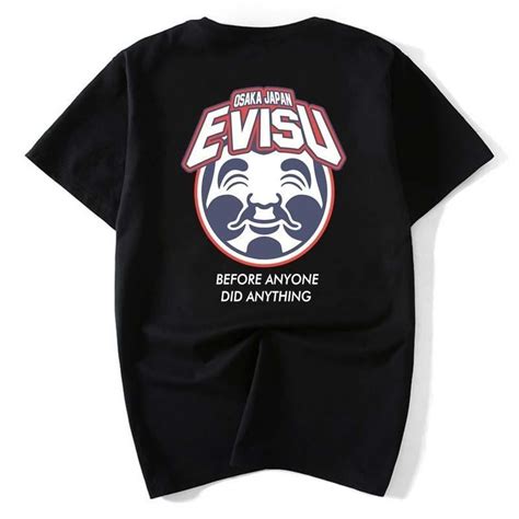 Evisu Street Wear Buddha Head Smiley Face Printed Cotton T Shirt Men