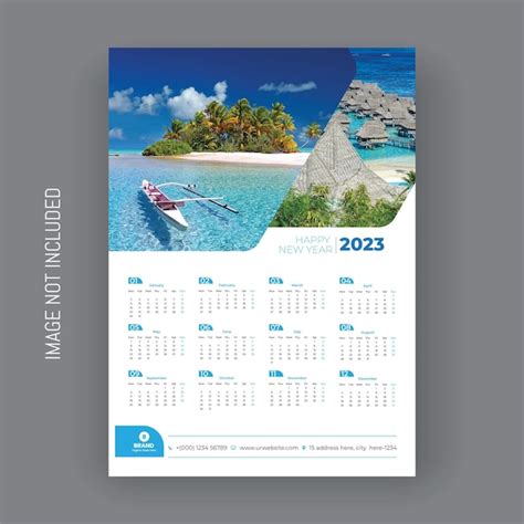 Premium Vector | 1 Page Calendar Design Template-2023