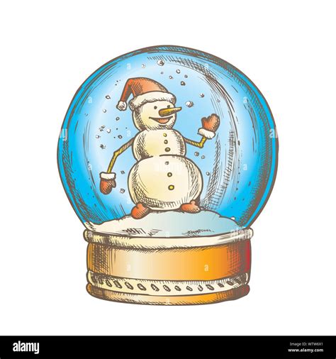 Snow Globe With Snowman Souvenir Vintage Color Vector Stock Vector ...