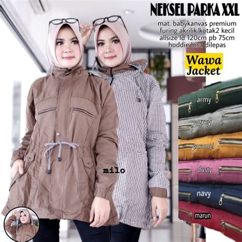 jual wanita parka jaket neksel parka jacket ld  cm jaket big size